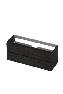 Onderkast INK 2 laden greeploos met houten keerlijst 120 cm x 40 cm x 52 cm Houtskool eiken 1257038