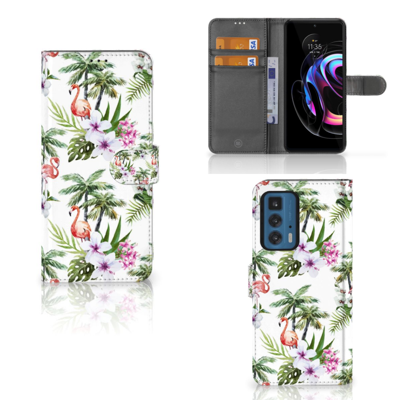 Motorola Edge 20 Pro | Telefoonhoesje | Met pasjeshouder | Flamingo Palms