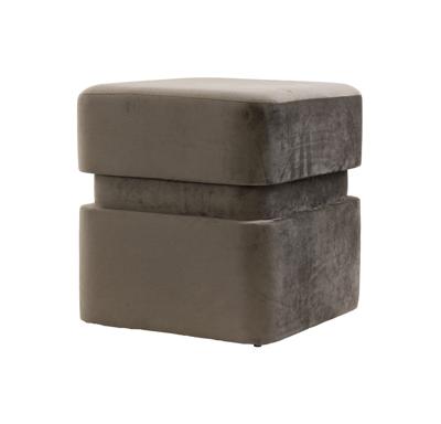 Light&living Poef 40x40x42,5 cm PIAZZA velvet donker grijs-bruin