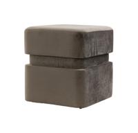 Light&living Poef 40x40x42,5 cm PIAZZA velvet donker grijs-bruin - thumbnail