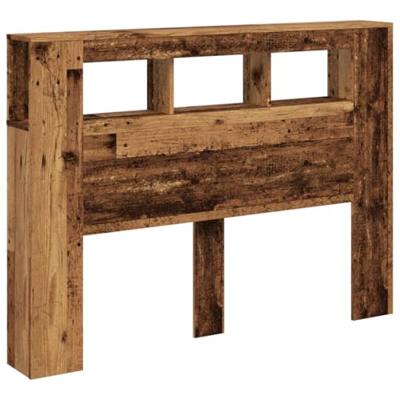 Hoofdeinde met LED 140x18,5x103,5 cm bewerkt hout oud hout