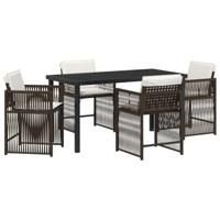 5-delige tuinset met kussens bruin poly rattan - thumbnail