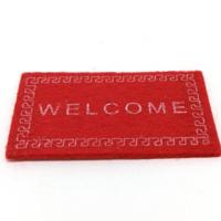 Handgemaakte simulatie Doll House accessoires Welkom pad vloer mat model (rood) - thumbnail