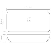 Luxe keramische rechthoekige wasbak 71 x 39 cm (wit) - thumbnail