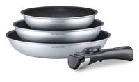 Set van 3 koekenpannen - Geschikt voor alle kookplaten, inclusief inductie - 20-24-28 cm Arthur Martin - AM521S - Aluminium - Anti-aanbaklaag - Afneembaar handvat - thumbnail