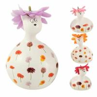 J-Line beeld kat met gerbera 9 cm 4 assorti | 12 stuks - thumbnail