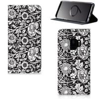 Samsung Galaxy S9 Smart Cover Black Flowers - thumbnail