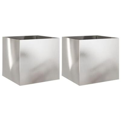VidaXL Plantenbakken 2 st 49x47x46 cm roestvrij staal zilverkleurig
