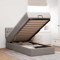 Bed met matras 100x200 cm stof taupe - thumbnail