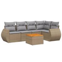 6-delige Loungeset met kussens poly rattan beige - thumbnail