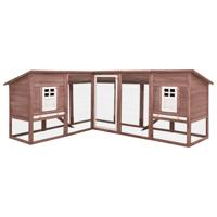 Konijnenhok voor buiten met ren massief vurenhout mokka en wit - thumbnail