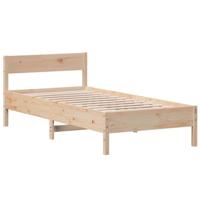 Bedframe met hoofdbord massief grenenhout 90x200 cm - thumbnail