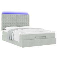 Ottoman bed met matrassen en LED's 140x200cm fluweel lichtgrijs - thumbnail