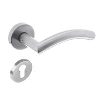 Deurkruk Lisa/hoek 90° met geveerde rozet met profielcilindergat plaatjes ATP RVS - thumbnail