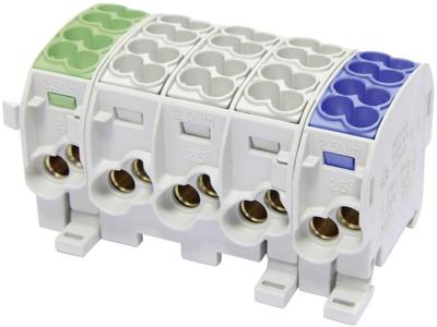 HoraeTec 080150-3-4 Hoofdleiding vertakkingsklem 3-kleurig 5-polig 25 mm² Geleidertype: PE, L, N