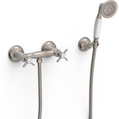 Douchekraan Tres Clasic | Opbouw | Mengkraan | 1-weg | hoh 15 cm | 2-knops | Vintage | Rvs look