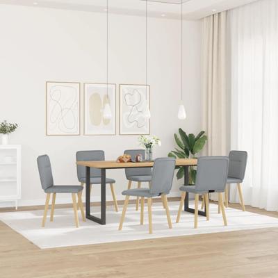 Eetkamerstoelen 6 st stof lichtgrijs