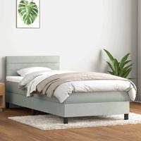 Boxspring met matras fluweel lichtgrijs 90x220 cm - thumbnail