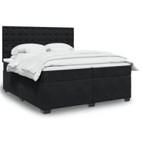 Boxspring met matras fluweel zwart 200x200 cm - thumbnail