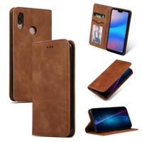 Retro huid feel Business magnetische horizontale Flip lederen case voor Huawei P20 Lite (bruin) - thumbnail