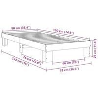 Bedframe zonder matras 90x190 cm massief eikenhout - thumbnail