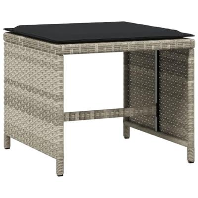 Tuinkrukken 4 st met kussens 40x40x35 cm poly rattan lichtgrijs