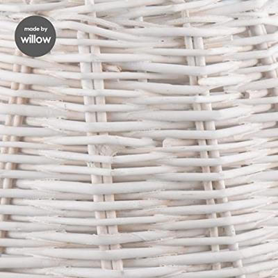 Lampenkap rond schuin | taps | rotan | rieten lampenkap voor tafellamp | lampenkap met E27 fitting | Ø20cm H13cm | wit