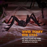 JOYIN Halloween realistische harige spinnen set (2 stuks), Halloween Spider rekwisieten, enge spinnen met dezelfde maat voor binnen en buiten decoraties (119,4 cm, 119,4 cm) - thumbnail
