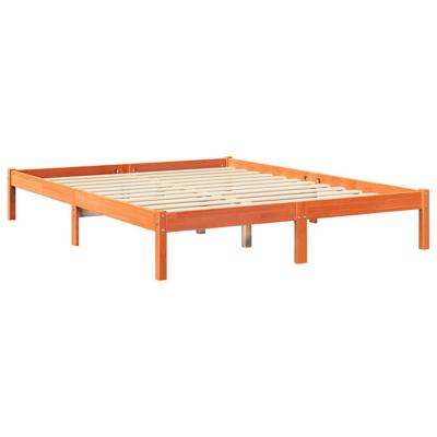 Bed met boekenkast zonder matras grenenhout wasbruin 160x200 cm - thumbnail