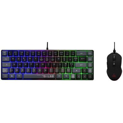 The G-Lab - Hydrogen Combo – gaming-muistoetsenbord, 65% bekabeld, RGB-achtergrondverlichting, azerty, compact formaat + RGB-gamingmuis, 6 toetsen, 6200 dpi – PC/PS4/PS5 – zwart/grijs