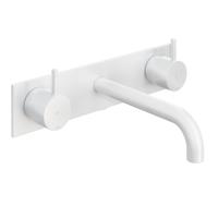 Hotbath Cobber afbouwdeel wastafelmengkraan met achterplaat en 18 cm uitloop mat wit CB006TEXT18WH - thumbnail