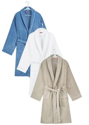 Badjas velours katoen - 4 kleuren-wit-s