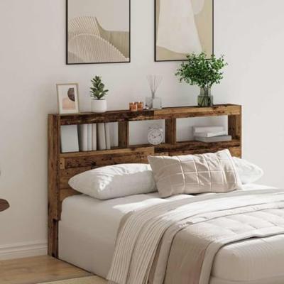 Hoofdbordkast met LED 160x17x102 cm oud hout Hoofdbordkast met LED 160x17x102 cm oud hout