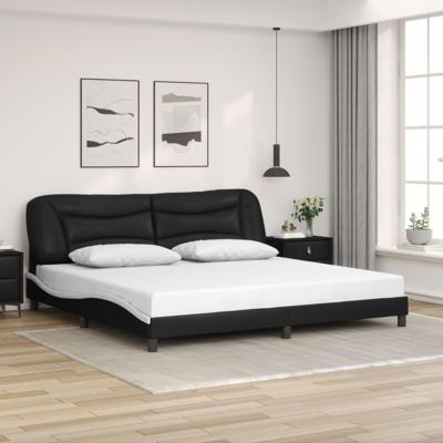 Bedframe zonder matras "Hvar" kunstleer zwart en wit 200x200 cm