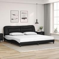 Bedframe zonder matras "Hvar" kunstleer zwart en wit 200x200 cm - thumbnail