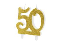Taartkaars 50 Jaar Goud Glitter - thumbnail