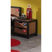 Vipack nachtkastje Alex - 2 lades - bruin/zwart - Leen Bakker - thumbnail