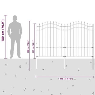 Tuin Hek Grijs 190 cm Poedergecoat staal Tuin Hek Grijs 190 cm Poedergecoat staal