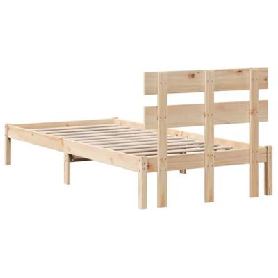 Bedframe met hoofdeinde Bruin 90 x 190 cm Massief grenenhout