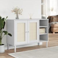 Dressoir SENJA 112x40x80 cm rattan look massief grenenhout wit - thumbnail