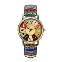 LGT JWLS Kleurrijk en Vrolijk Dameshorloge met Canvas Band - Multikleur Blauw Groen - thumbnail