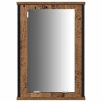 Badkamermand met ingebouwde wastafel van oud, geengineerd hout - thumbnail