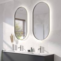 Ben Vita ovale spiegel met LED verlichting en anti-condens 50x100 cm Geborsteld RVS - thumbnail