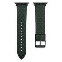 Leren bandje met diamant patroon - Donkergroen - Geschikt voor Apple Watch 38mm / 40mm / 41mm / 42mm - thumbnail