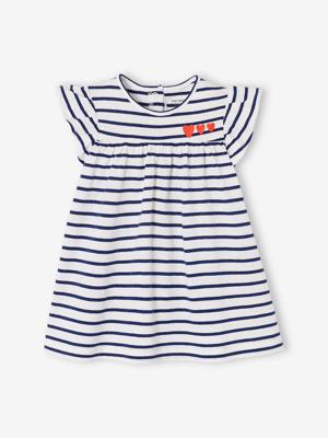 Jersey babyjurk koninklijk blauw met stepen