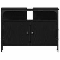 Badkamermeubelset 3 pcs Zwart 80 x 30 x 60 cm Bewerkt hout - thumbnail