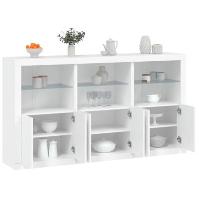 Dressoir met LED-verlichting 181,5x37x100 cm wit