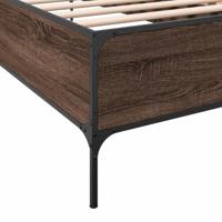 Bedframe bewerkt hout en metaal bruin eikenkleurig 90x200 cm - thumbnail