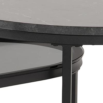 Bendt Salontafel 'Flemming' Set van 2 stuks, Marmerlook en glas, kleur zwart Bendt Salontafel 'Flemming' Set van 2 stuks, Marmerlook en glas, kleur zwart