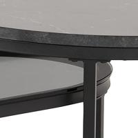 Bendt Salontafel 'Flemming' Set van 2 stuks, Marmerlook en glas, kleur zwart - thumbnail